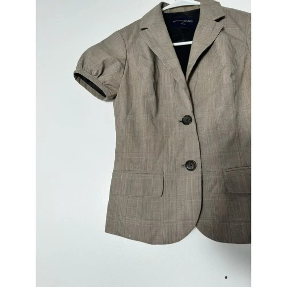 Banana Republic Cream 2 button Short-sleeve Jacket blazerWomen petite 00P - Picture 3 of 8